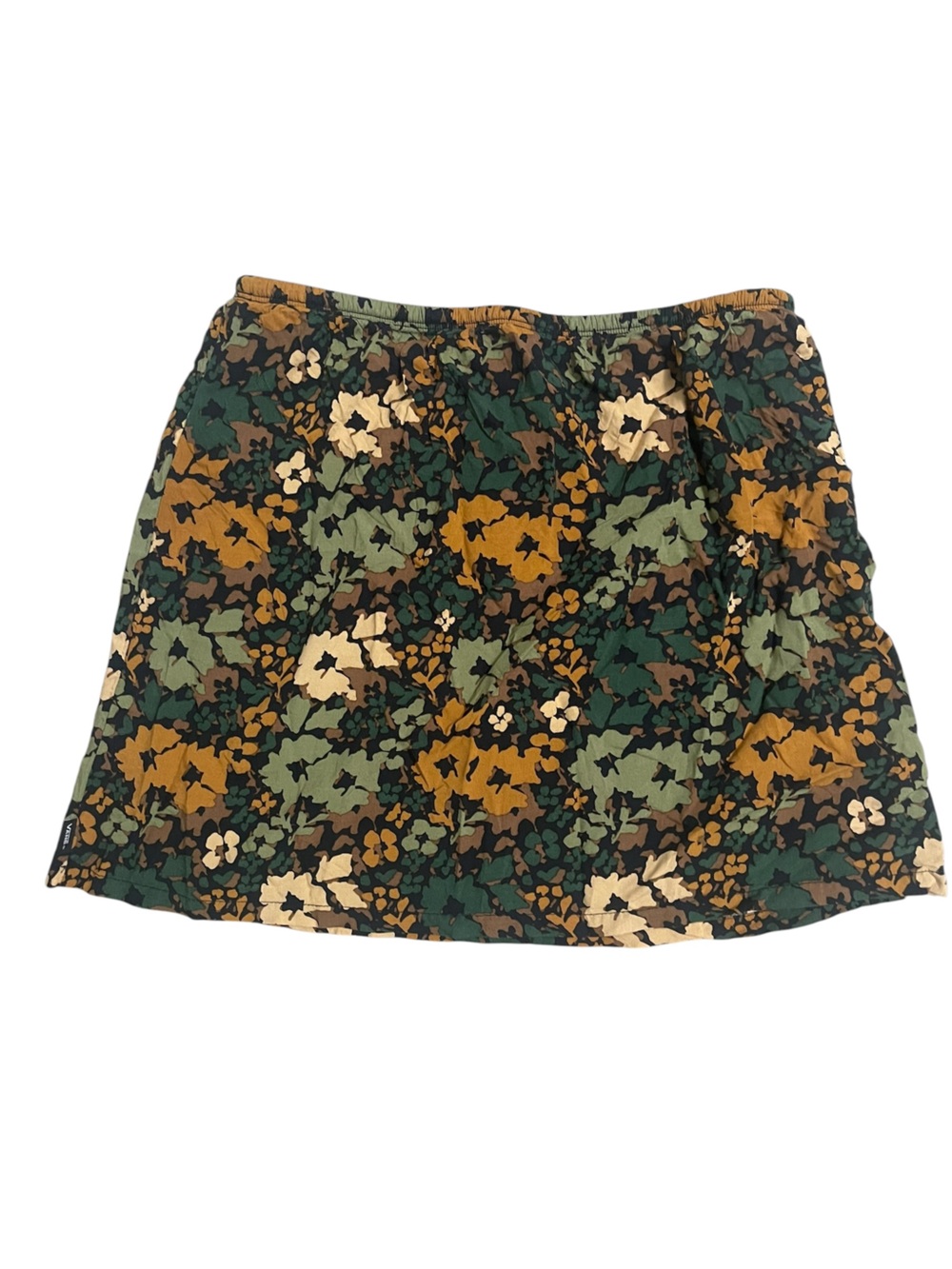 Vans Floral Mini Skirt XS Floral in Green, Olive, Mustard, Cream